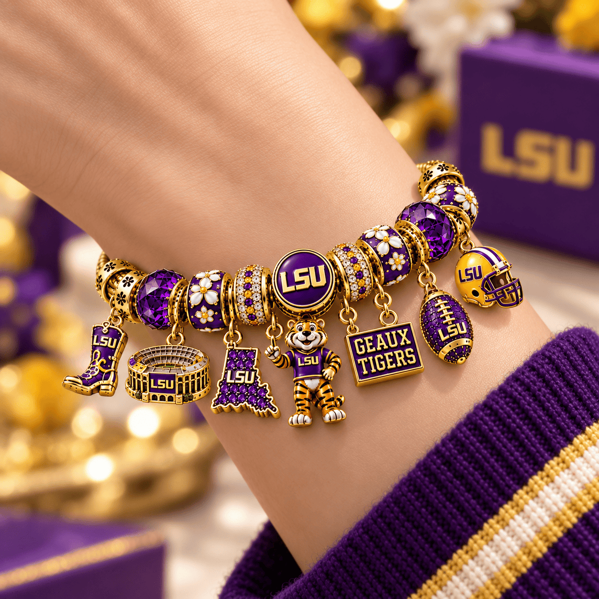 LSUT Gold Charm Bracelet Set NHVH