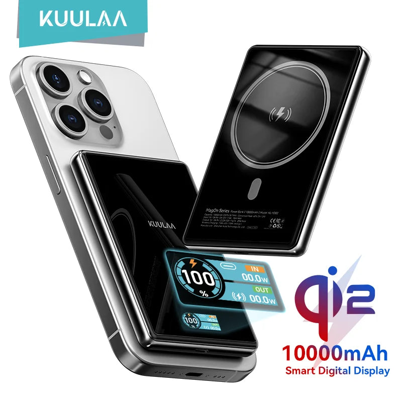 KUULAA Qi2 Magnetic Power Bank 10000mAh PD20W Portable Charger Wireless External Battery for iPhone17 16 15 14 Pro Max Powerbank